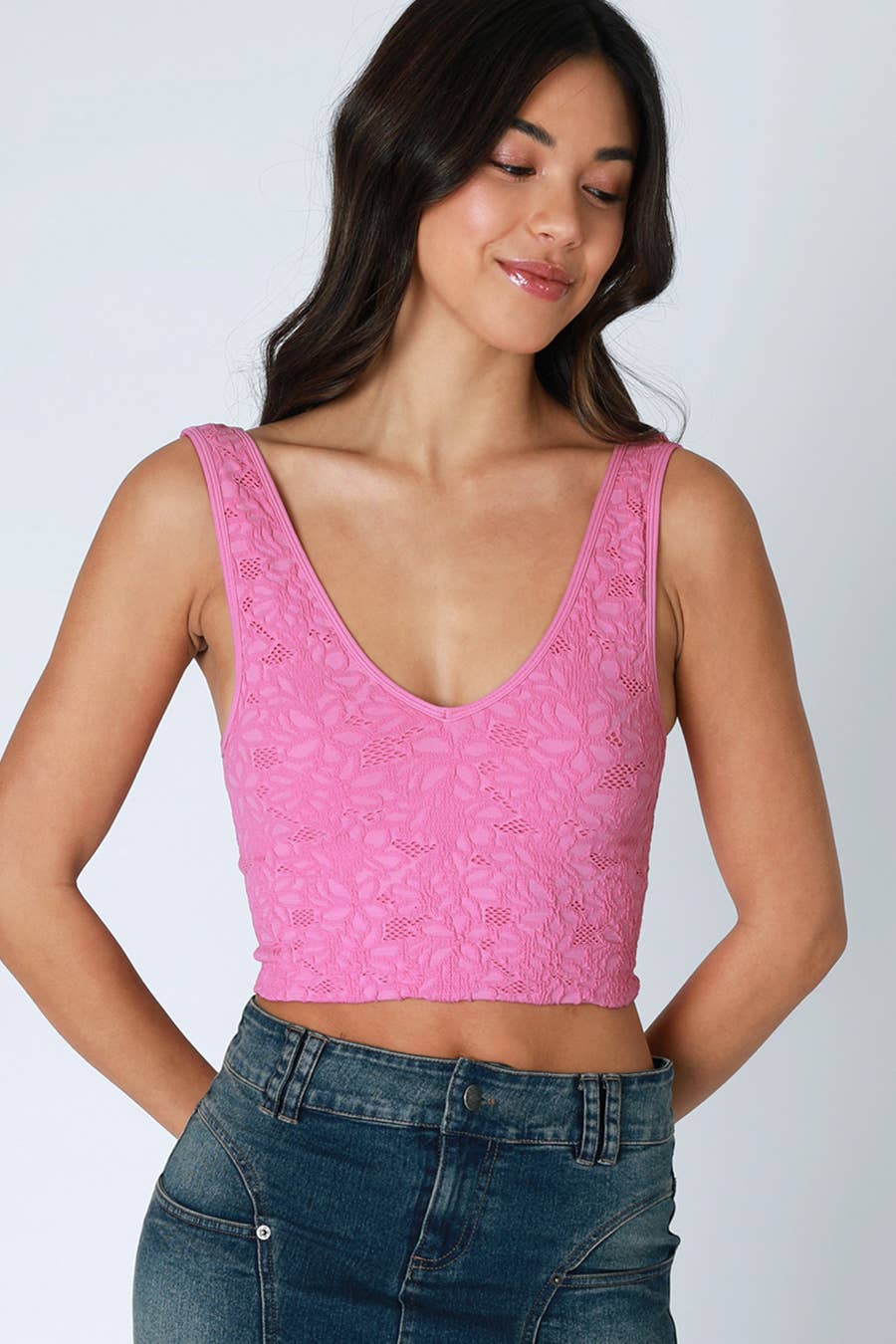 NS8309 - Lace V Neck Tank Top