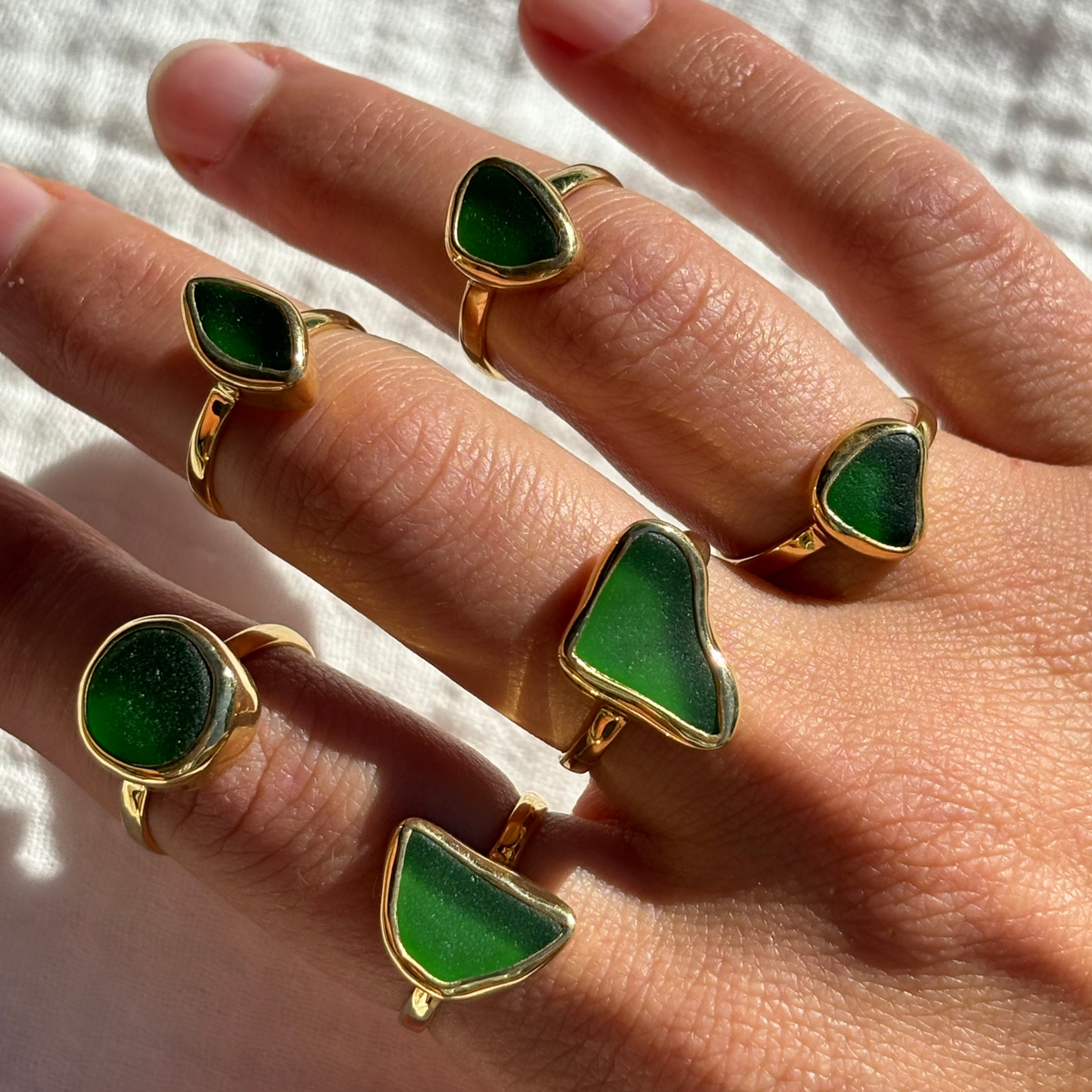 Green Sea Glass Ring (Handmade)