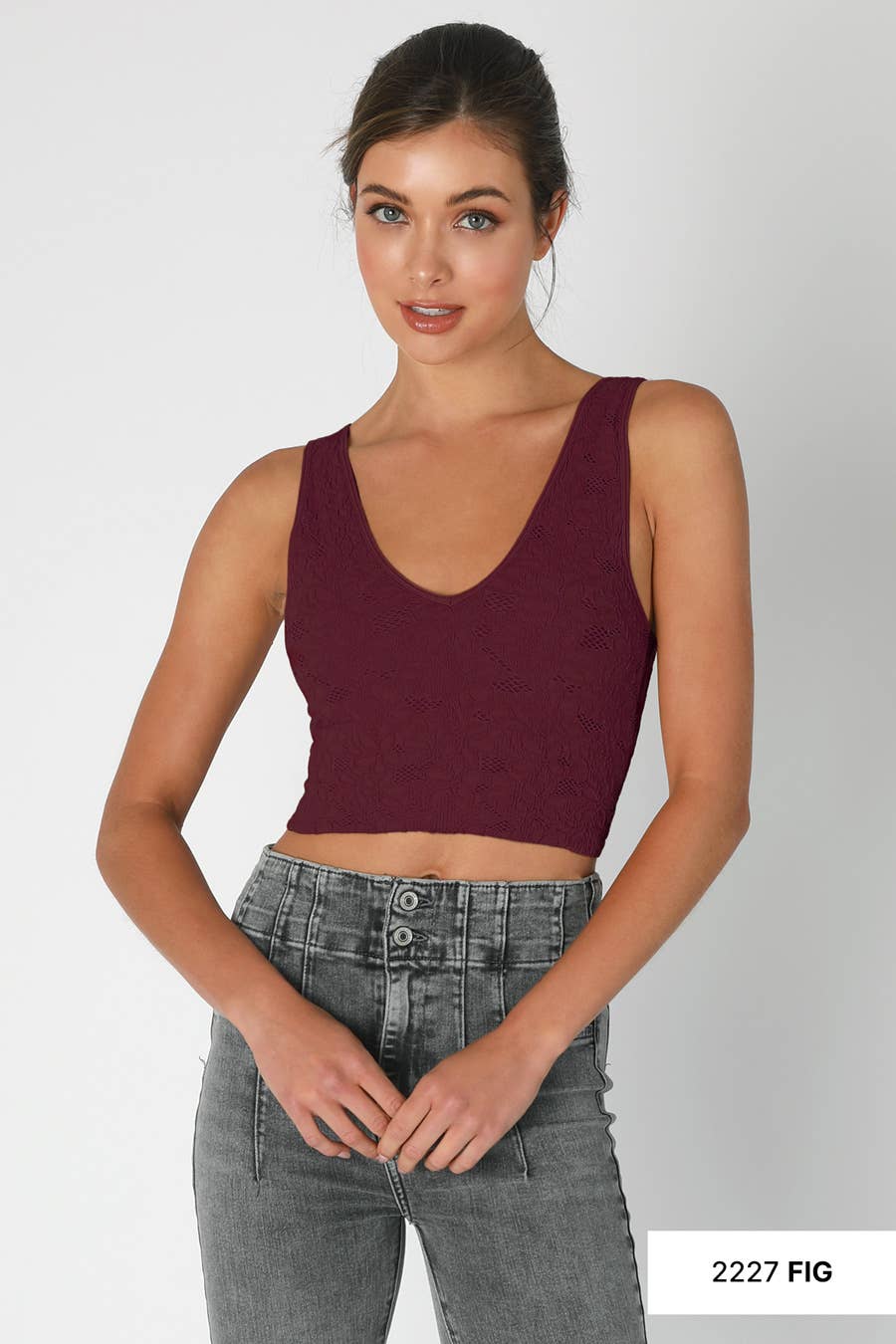 NS8309 - Lace V Neck Tank Top