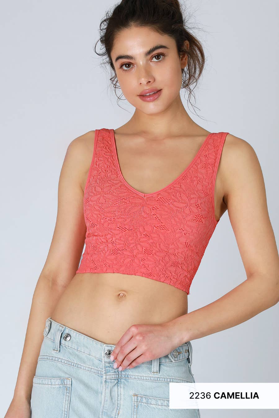 NS8309 - Lace V Neck Tank Top