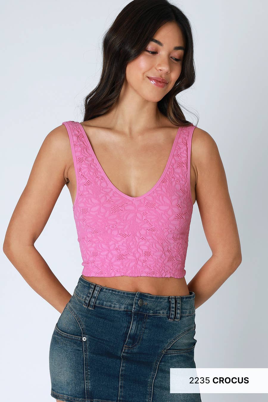 NS8309 - Lace V Neck Tank Top