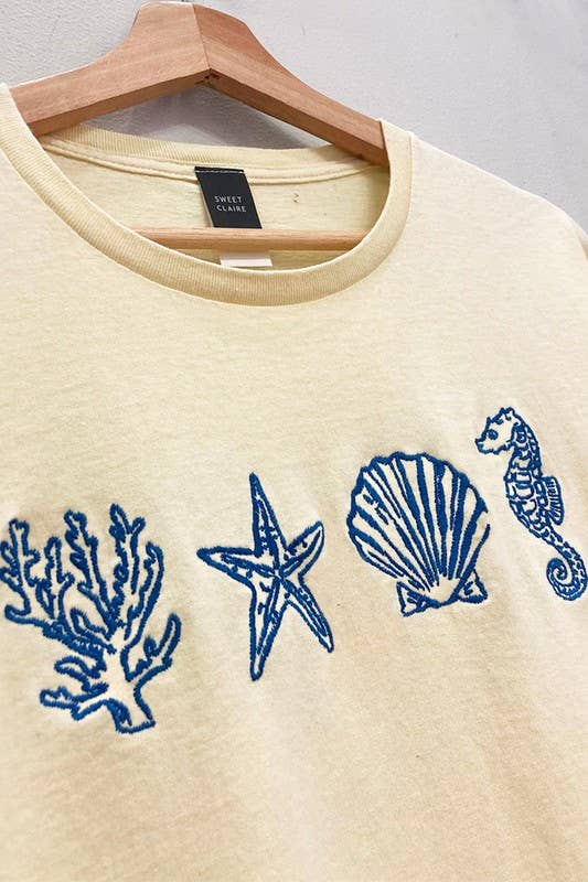 Embroidered Seashell Tee
