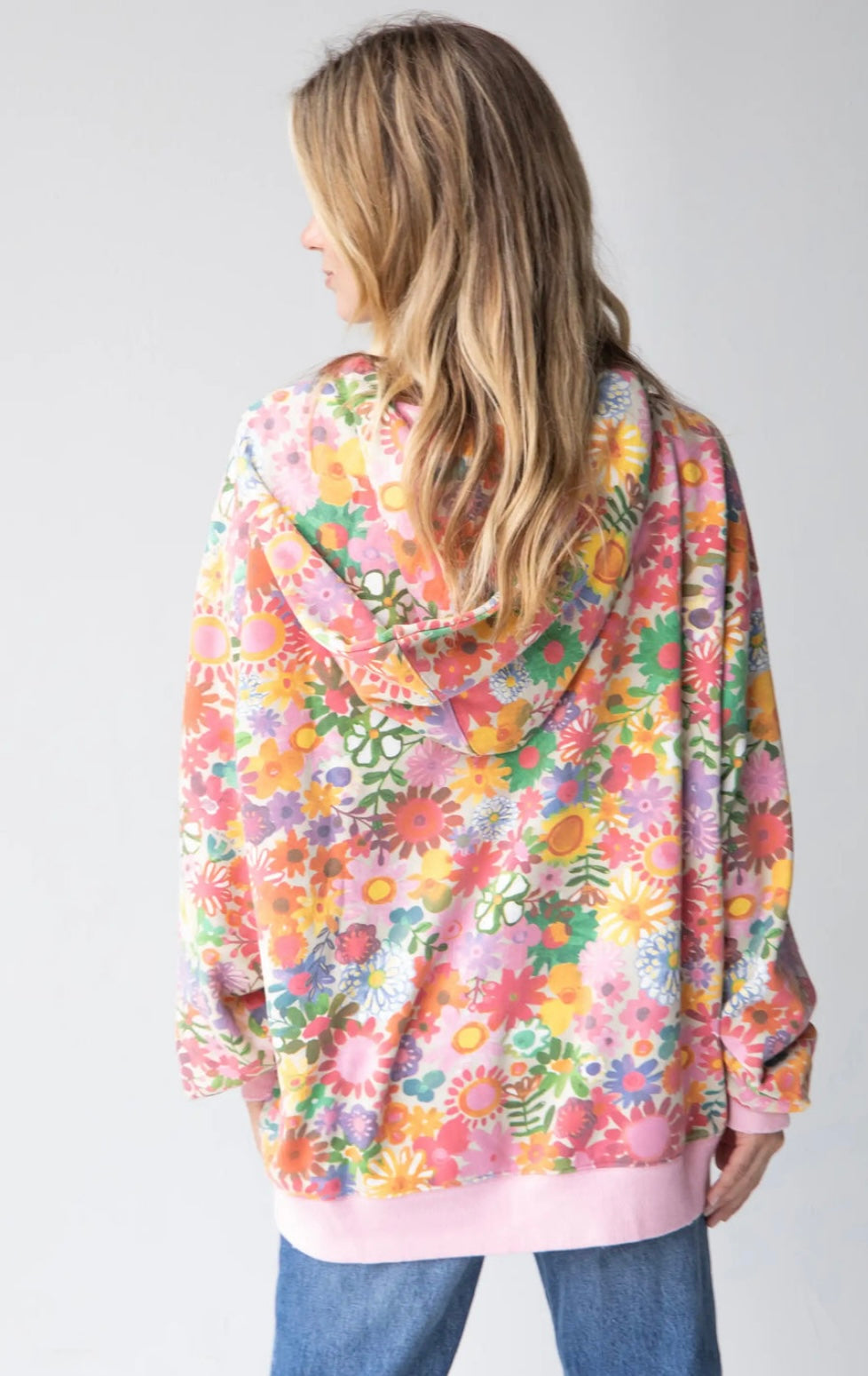 Natural Life Oversized Printed Sweatshirt Rainbow Floral