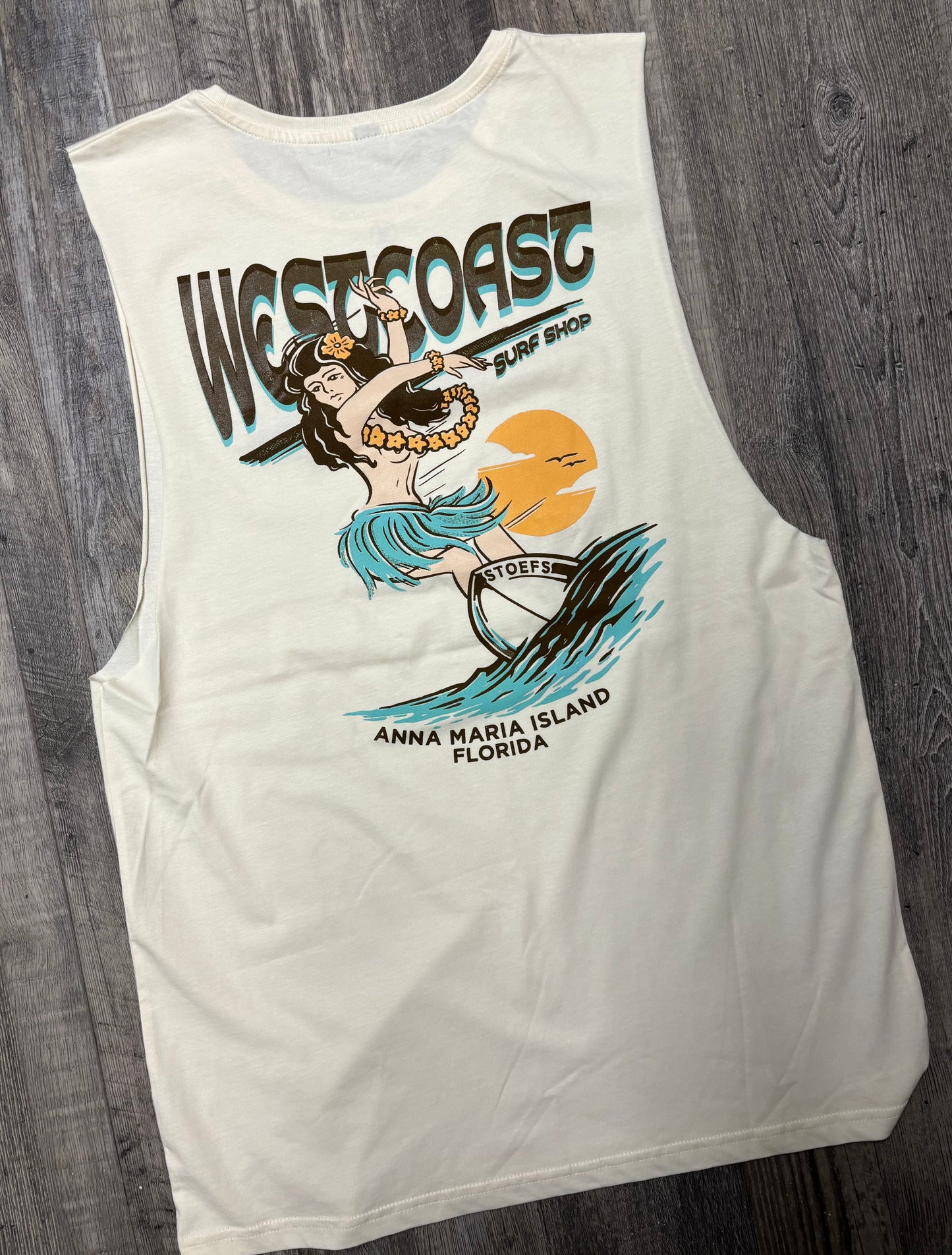 West Coast Surf Shop by Stoefs Studio Hula Girl Sleeveless Tee