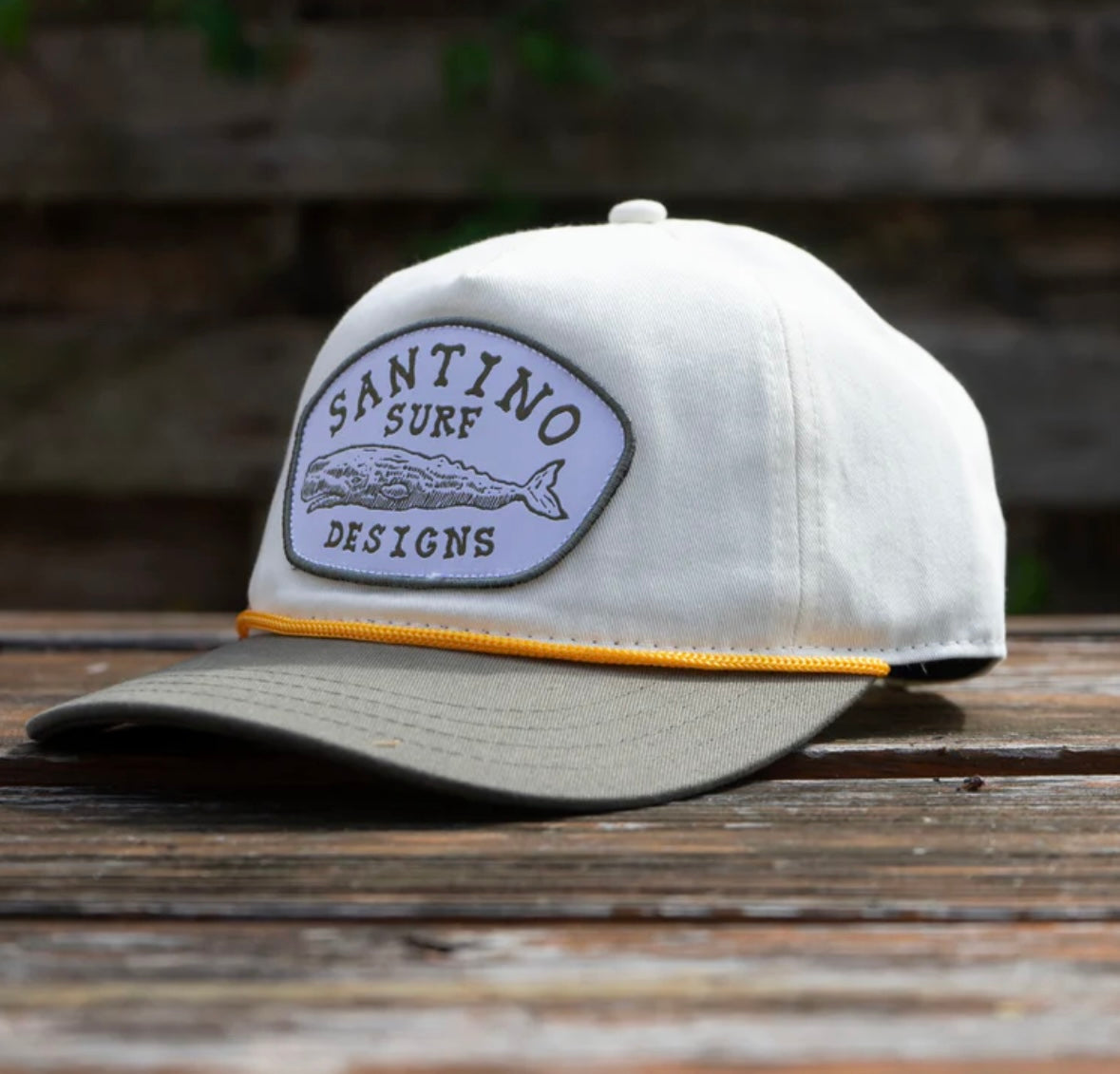 Santino Surf Designs Whale Cream and Green Twill Hat