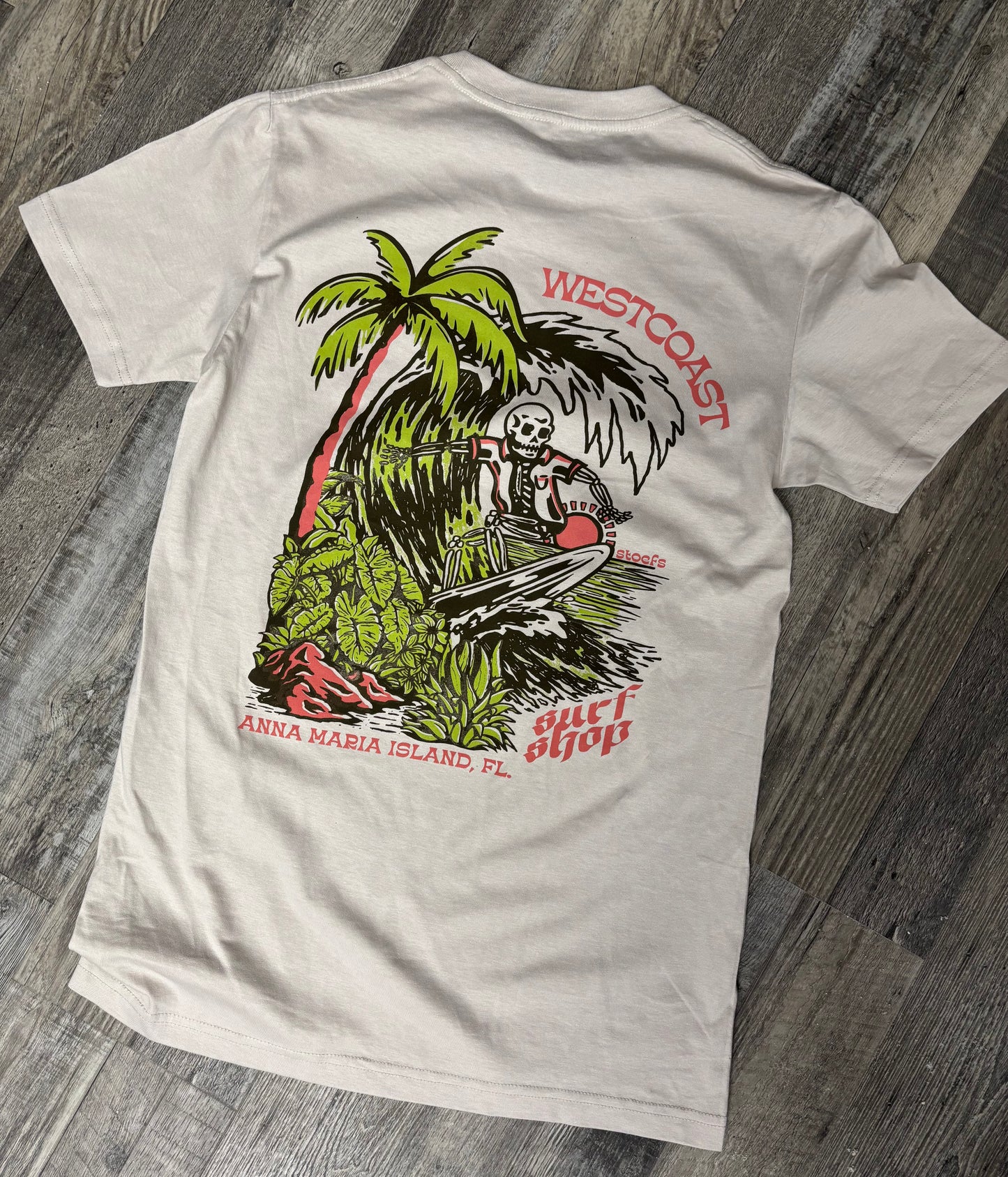 West Coast Surf Shop by Stoefs Studio Surfing Skeleton Tee