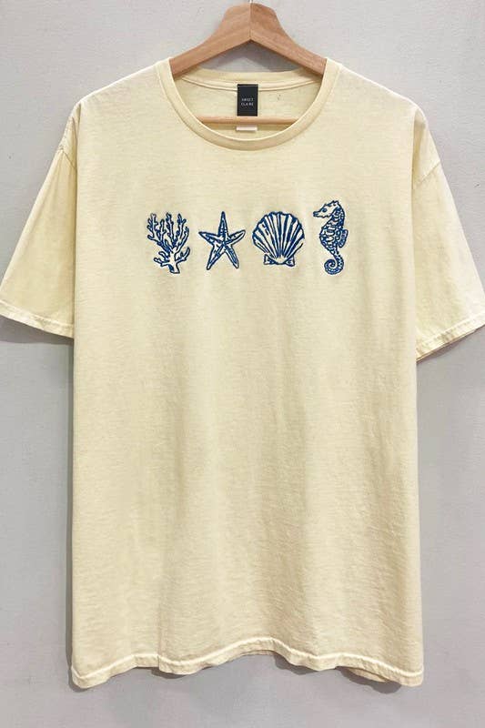 Embroidered Seashell Tee