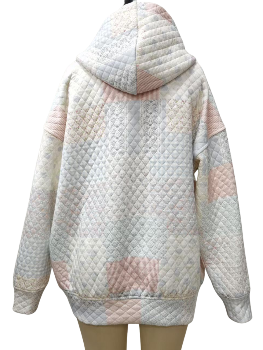 Shades Of Blue Quilted Pastel Hoodie
