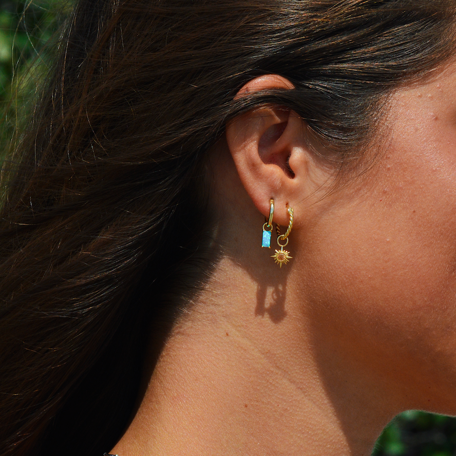 Blue Lagoon Opal Hoops