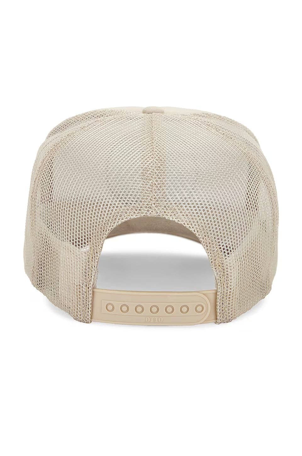 Electric Rainbow Trucker Hat in Tan