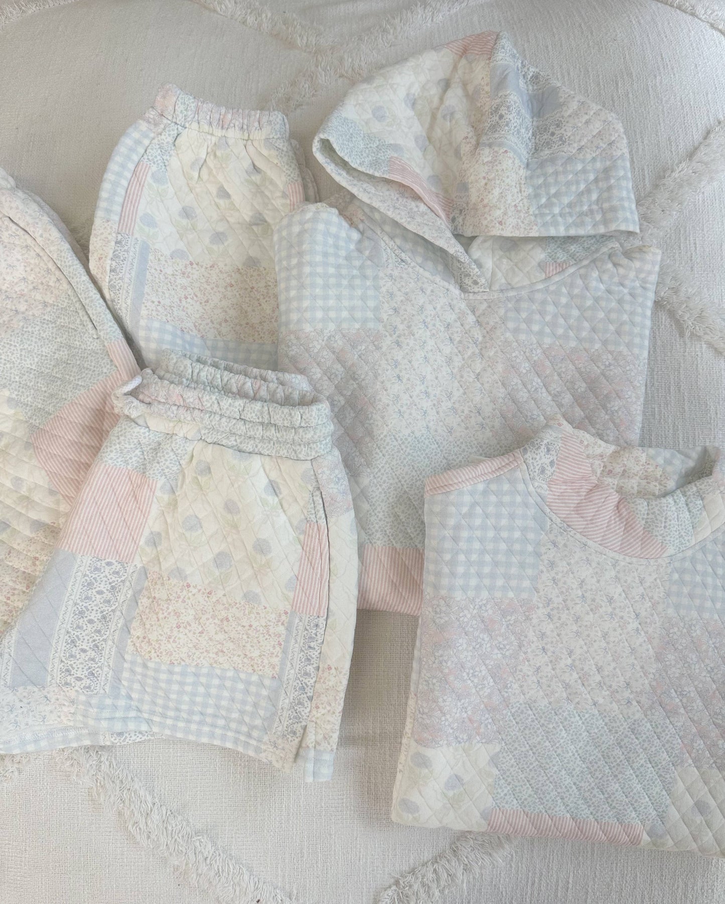 Shades Of Blue Quilted Pastel Hoodie