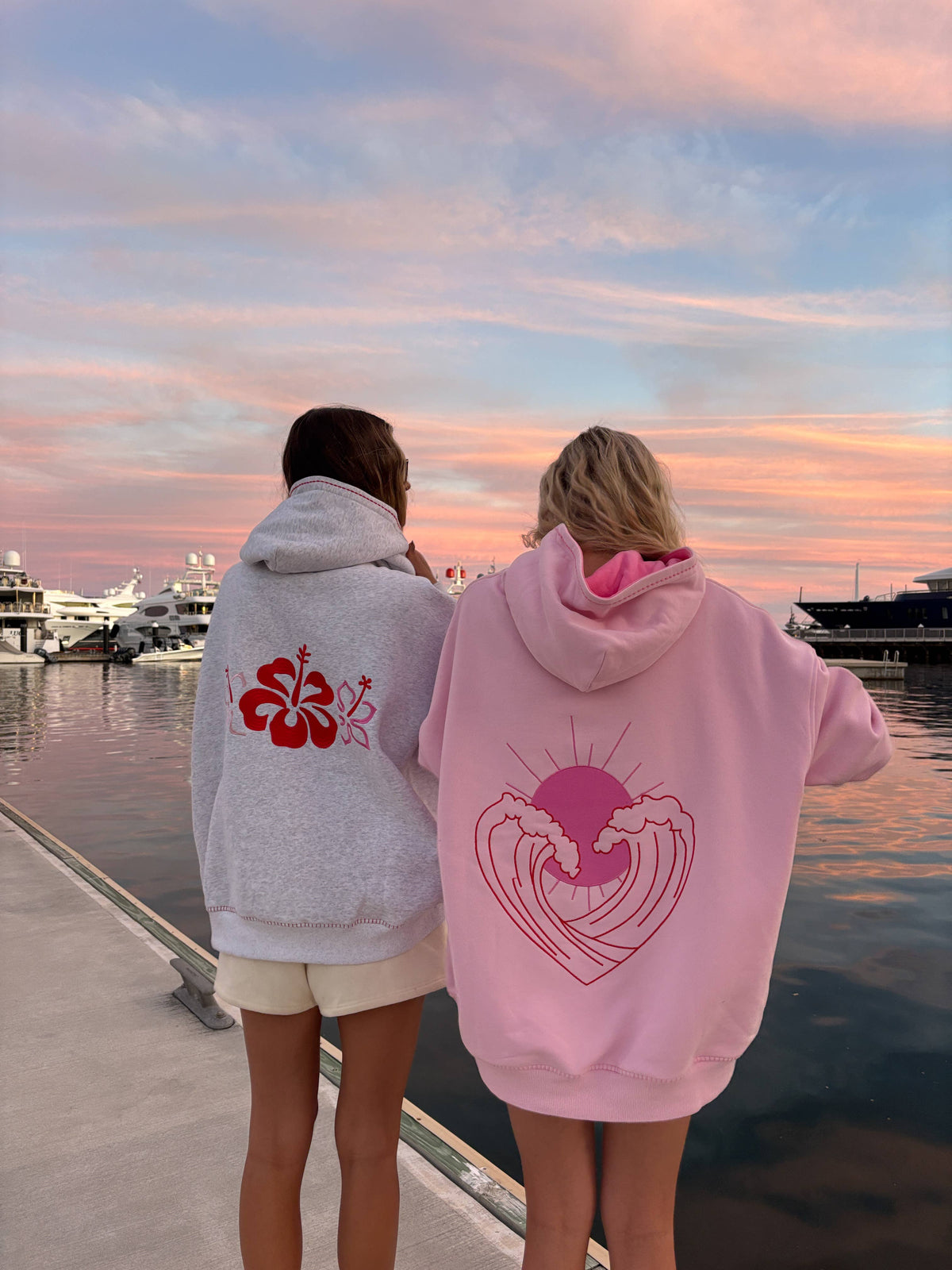 Bubblegum Pink Ocean Heart Stitched Hoodie