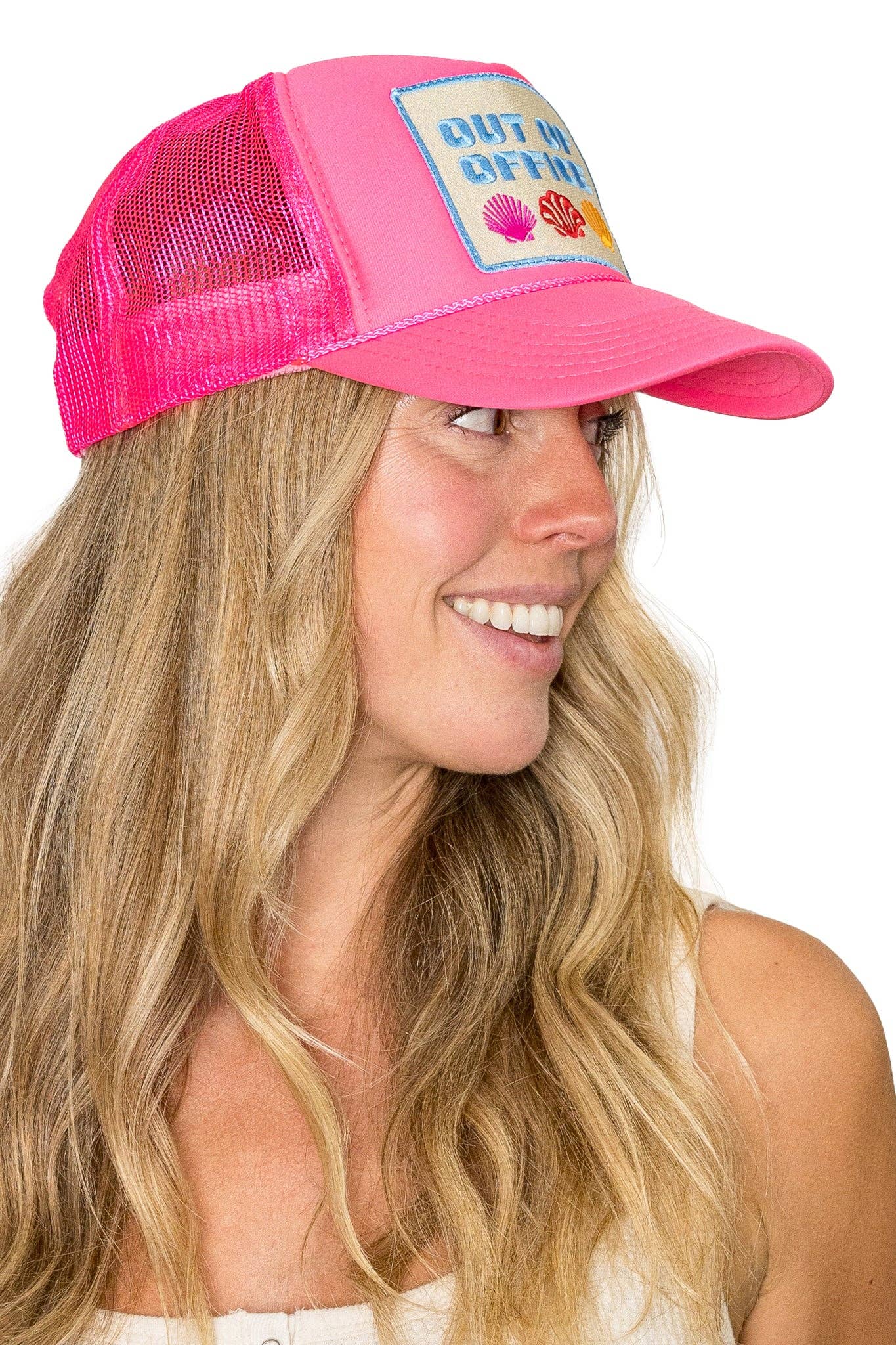 Out Of Office Trucker Hat in Pink