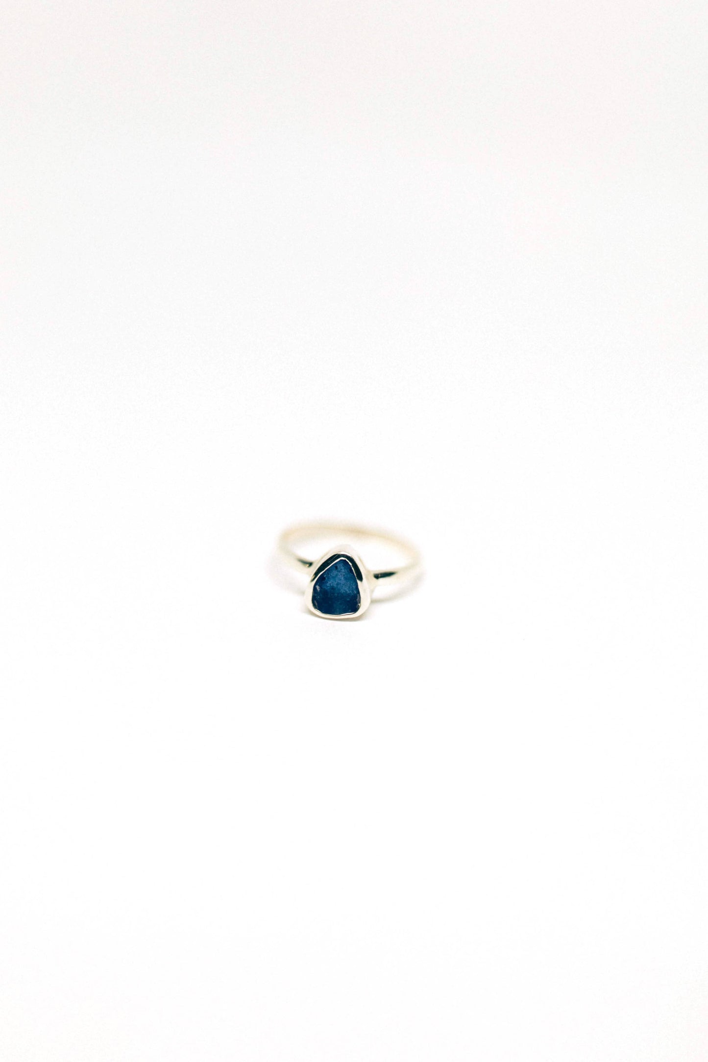 Blue Sea Glass Ring (Handmade)