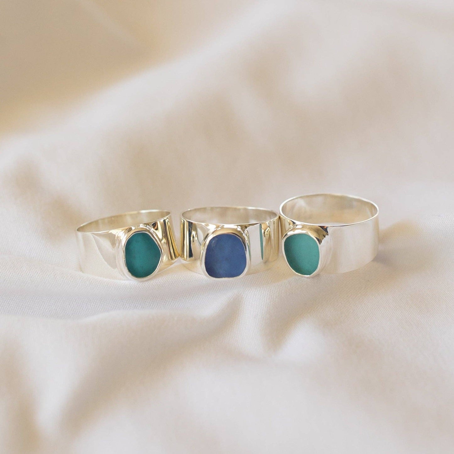 Blue Bold Sea Glass Band (Handmade)