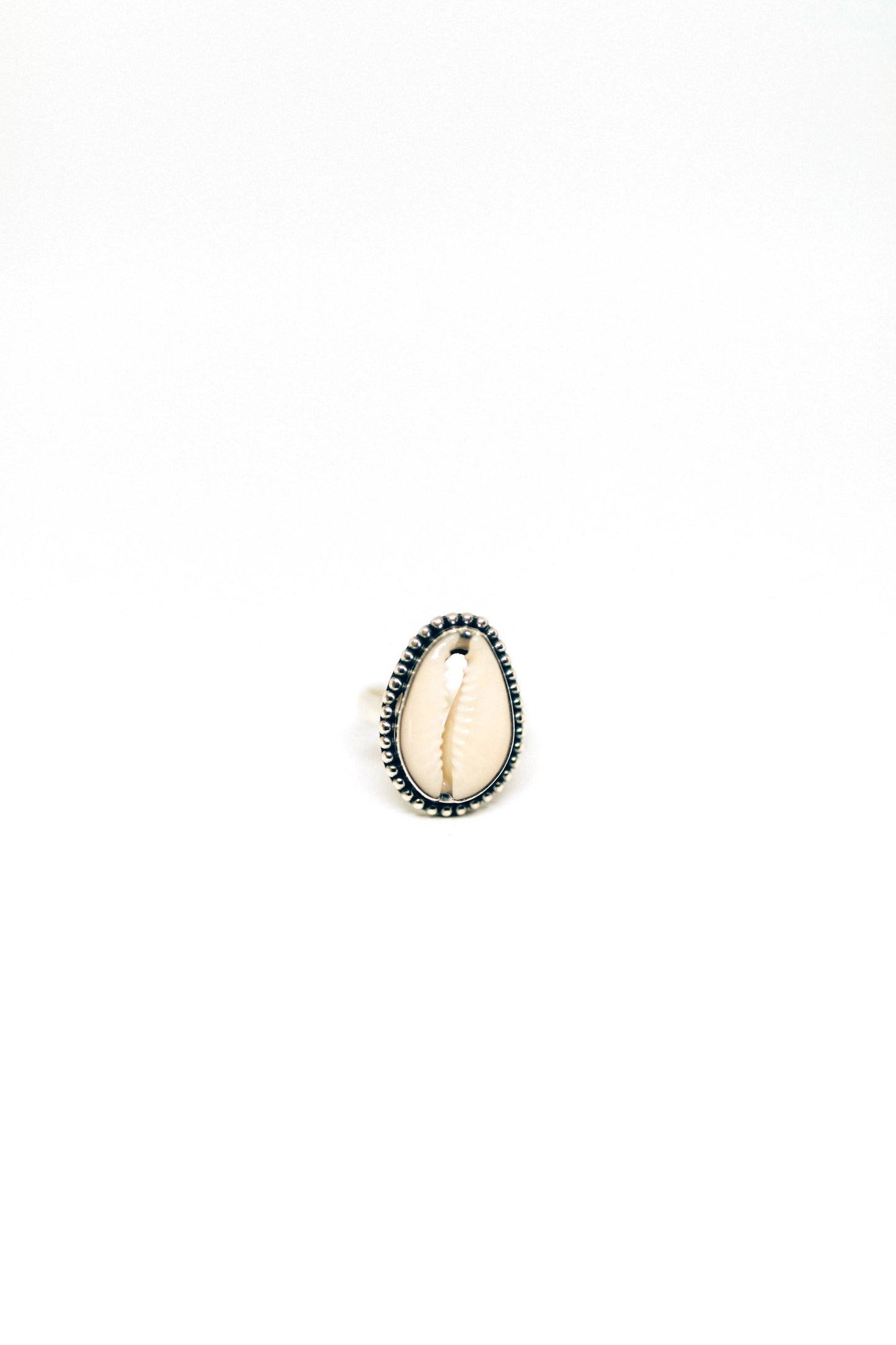 Beaded Cowrie Shell Ring (Handmade)