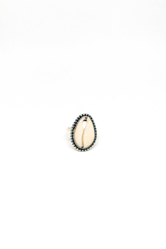 Beaded Cowrie Shell Ring (Handmade)