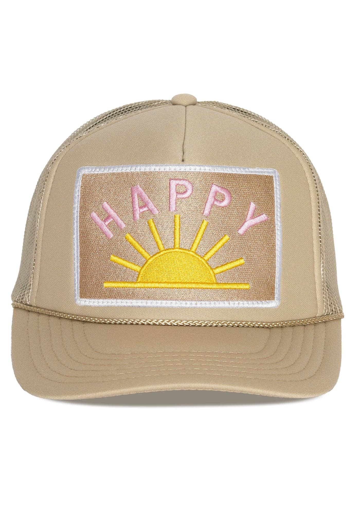 Happy Sun Trucker Hat in Tan 3/1