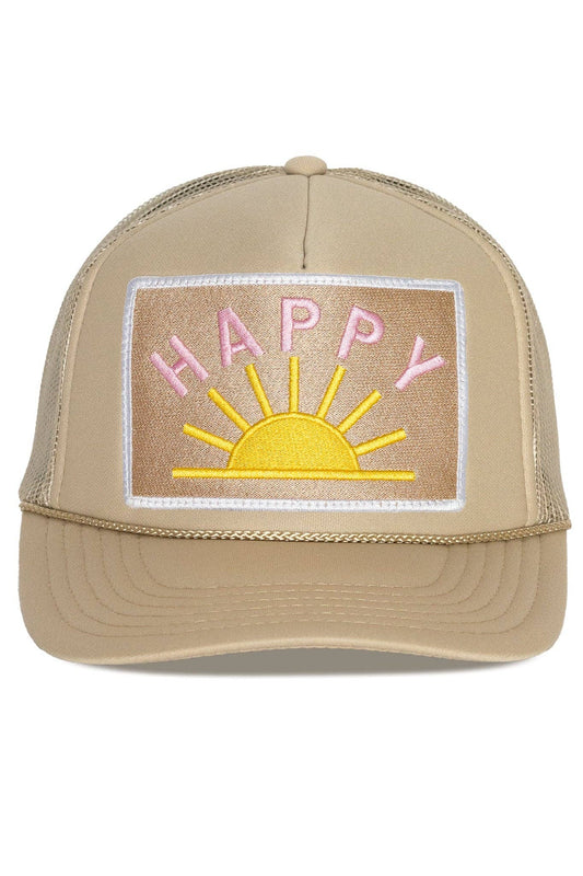 Happy Sun Trucker Hat in Tan 3/1