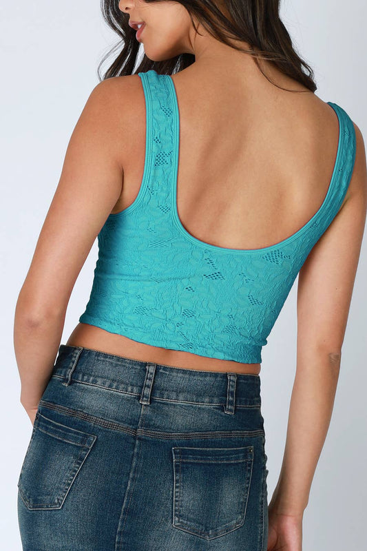 NS8309 -  Lace V Neck Tank Top