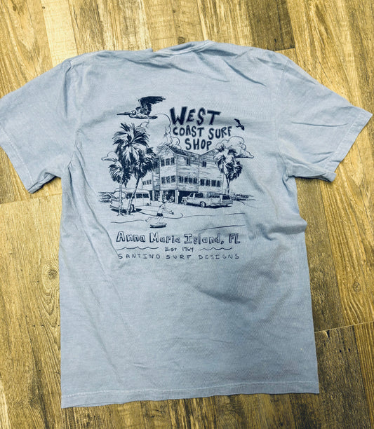 West Coast Surf Shop by Santino Surf Designs Tee