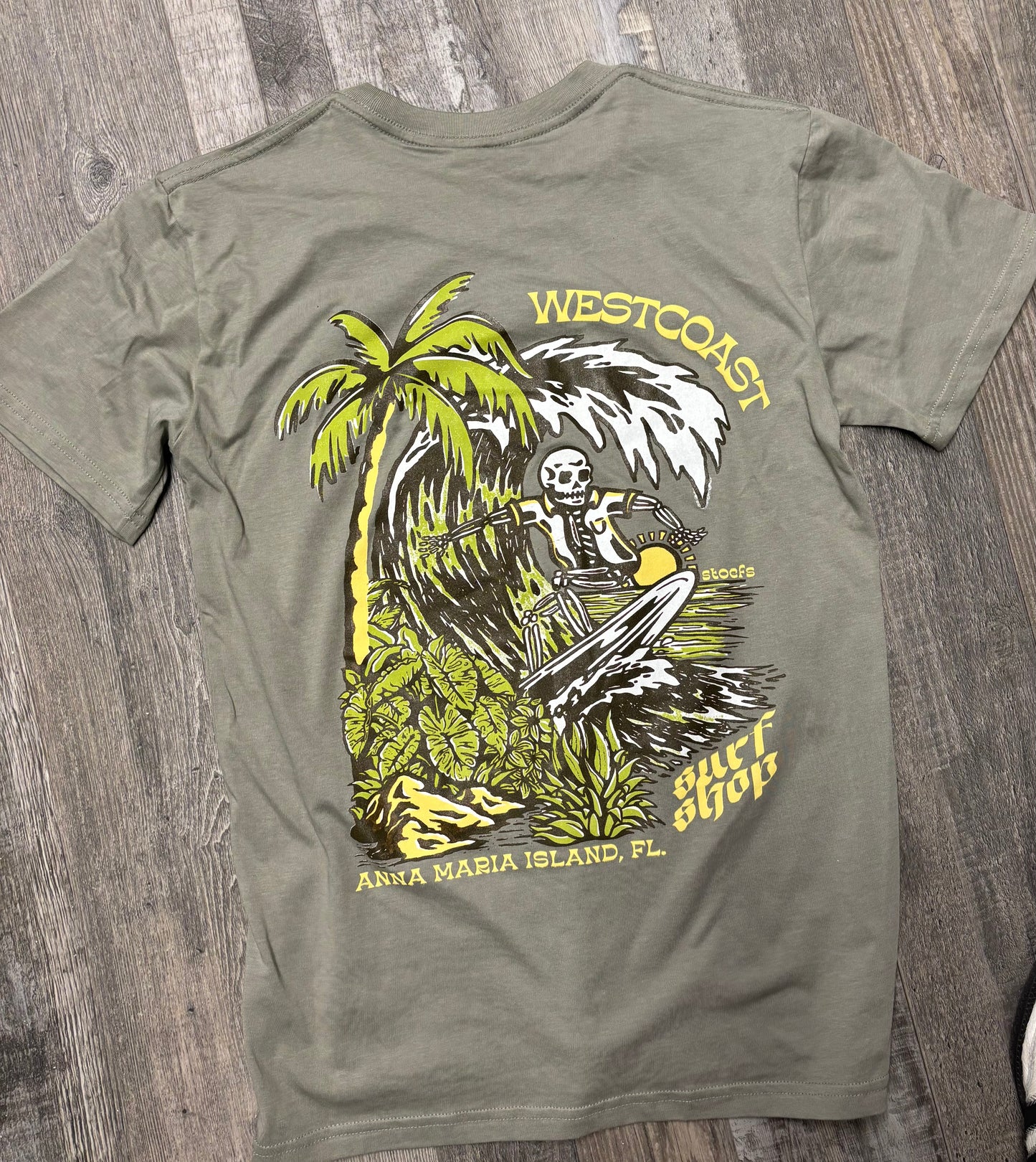 West Coast Surf Shop by Stoefs Studio Surfing Skeleton Tee