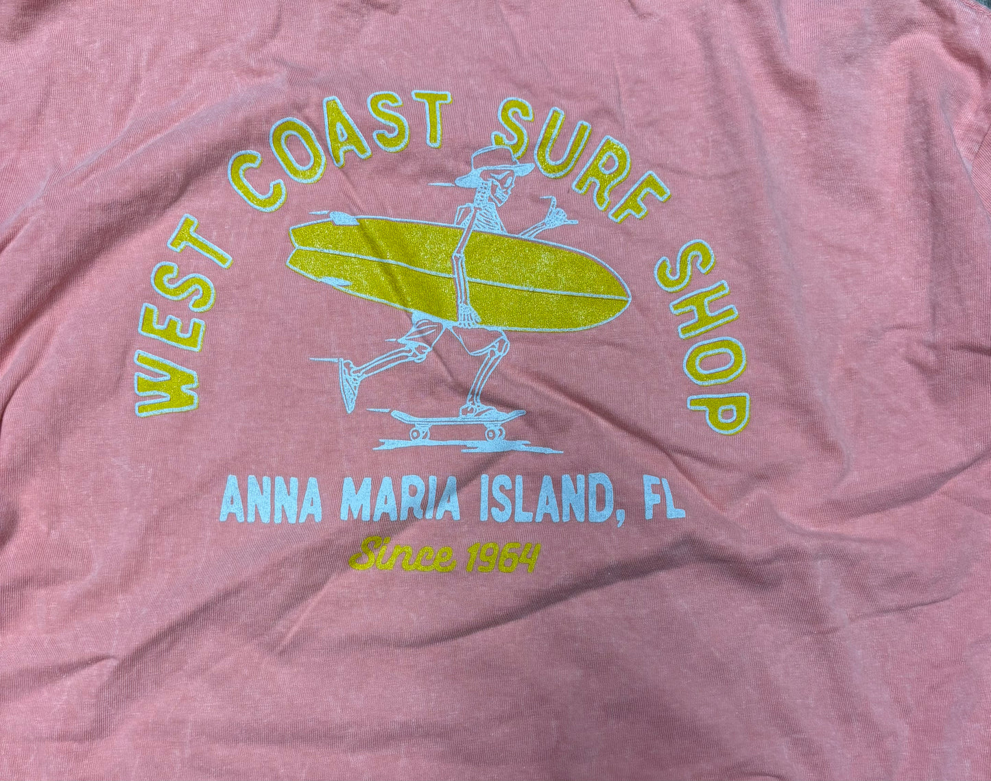West Coast Surf Shop Skating Surfing Skeleton Tee
