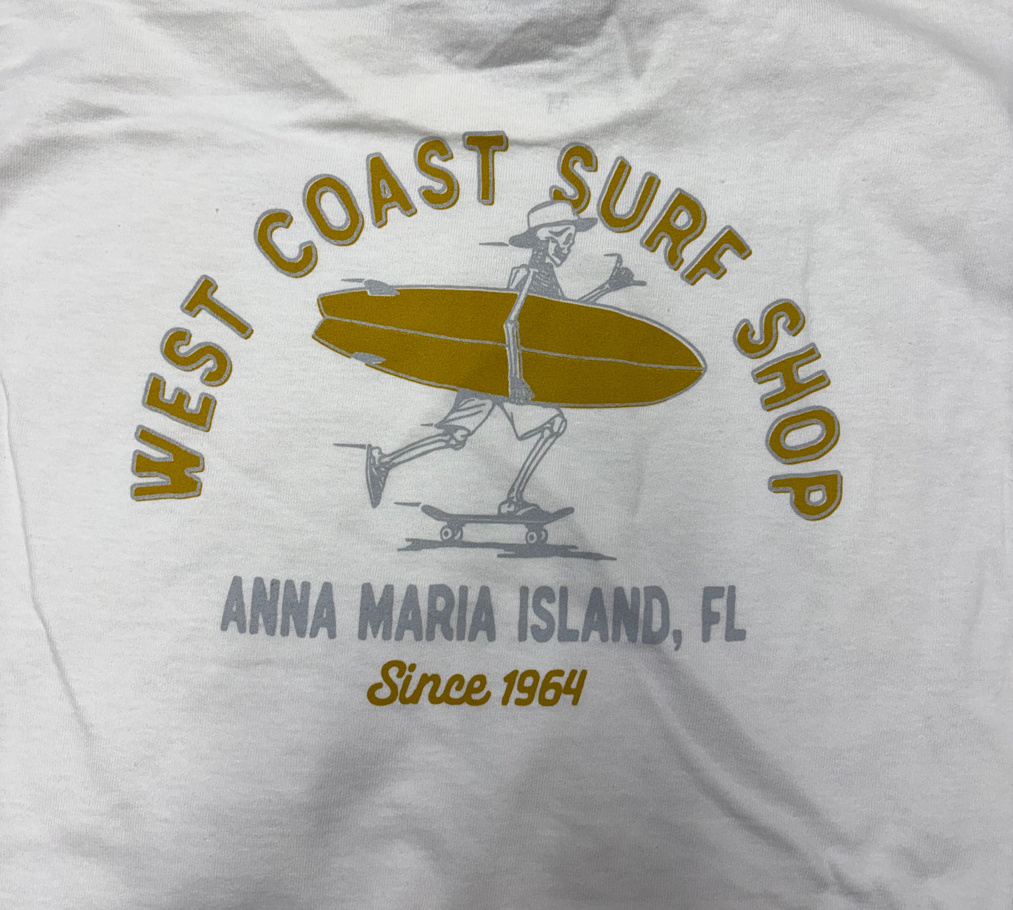 West Coast Surf Shop Skating Surfer Skeleton Tee
