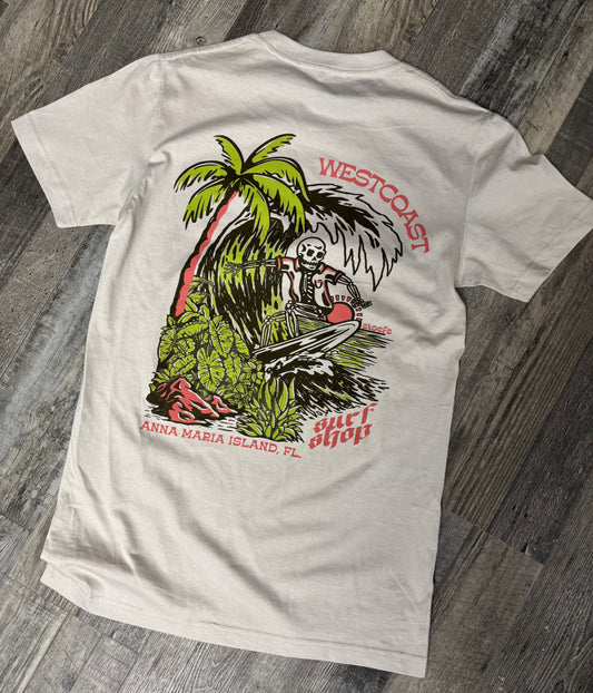 West Coast Surf Shop by Stoefs Studio Surfing Skeleton Tee
