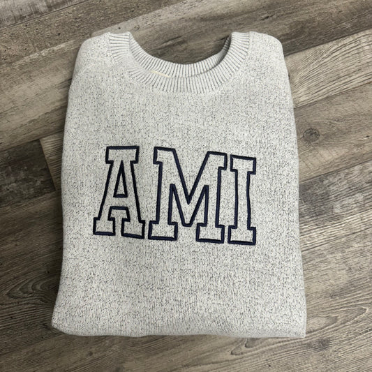 AMI Raglan Sweatshirt  Grey with Navy
