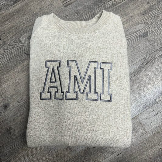 AMI Raglan Sweatshirt Heathered Oatmeal with Gray
