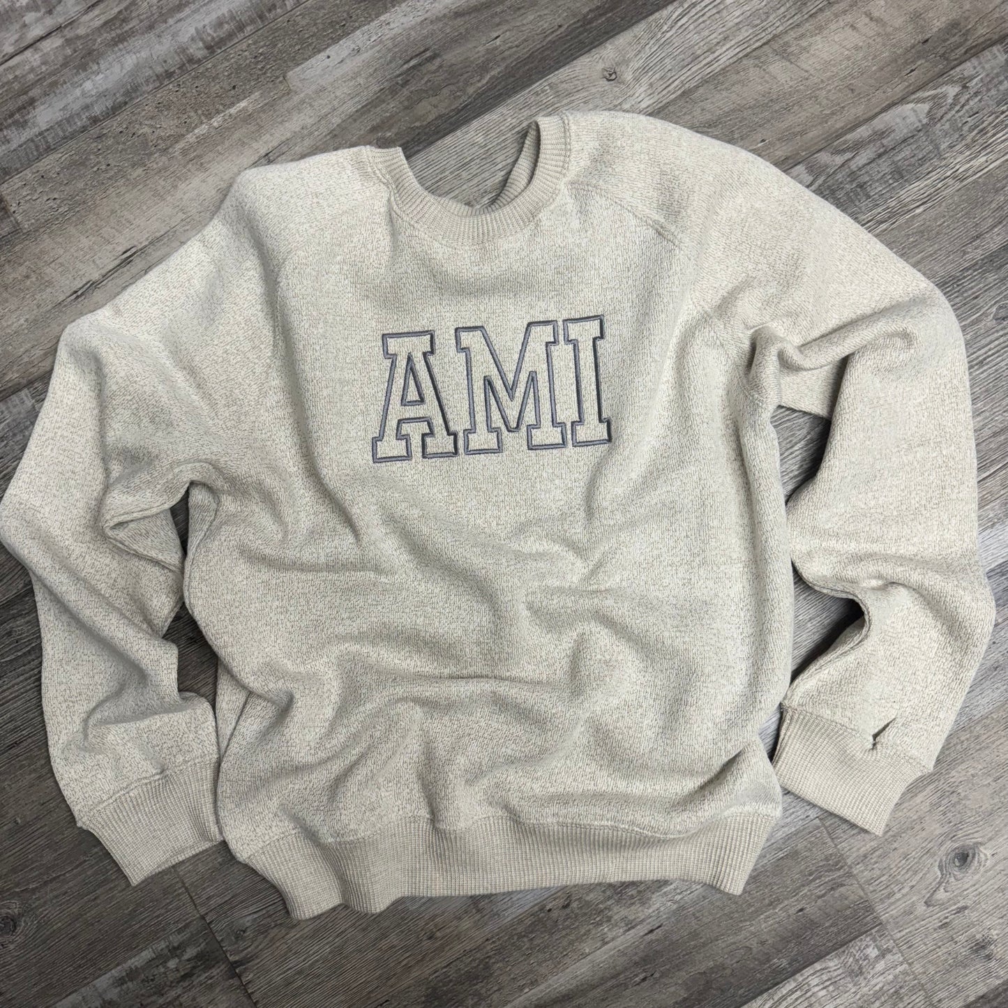 AMI Raglan Sweatshirt Heathered Oatmeal with Gray