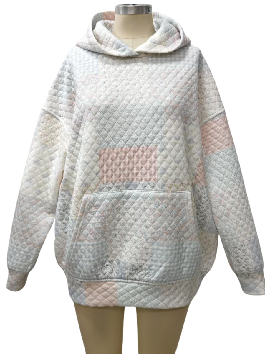 Shades Of Blue Quilted Pastel Hoodie
