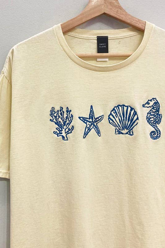 Embroidered Seashell Tee