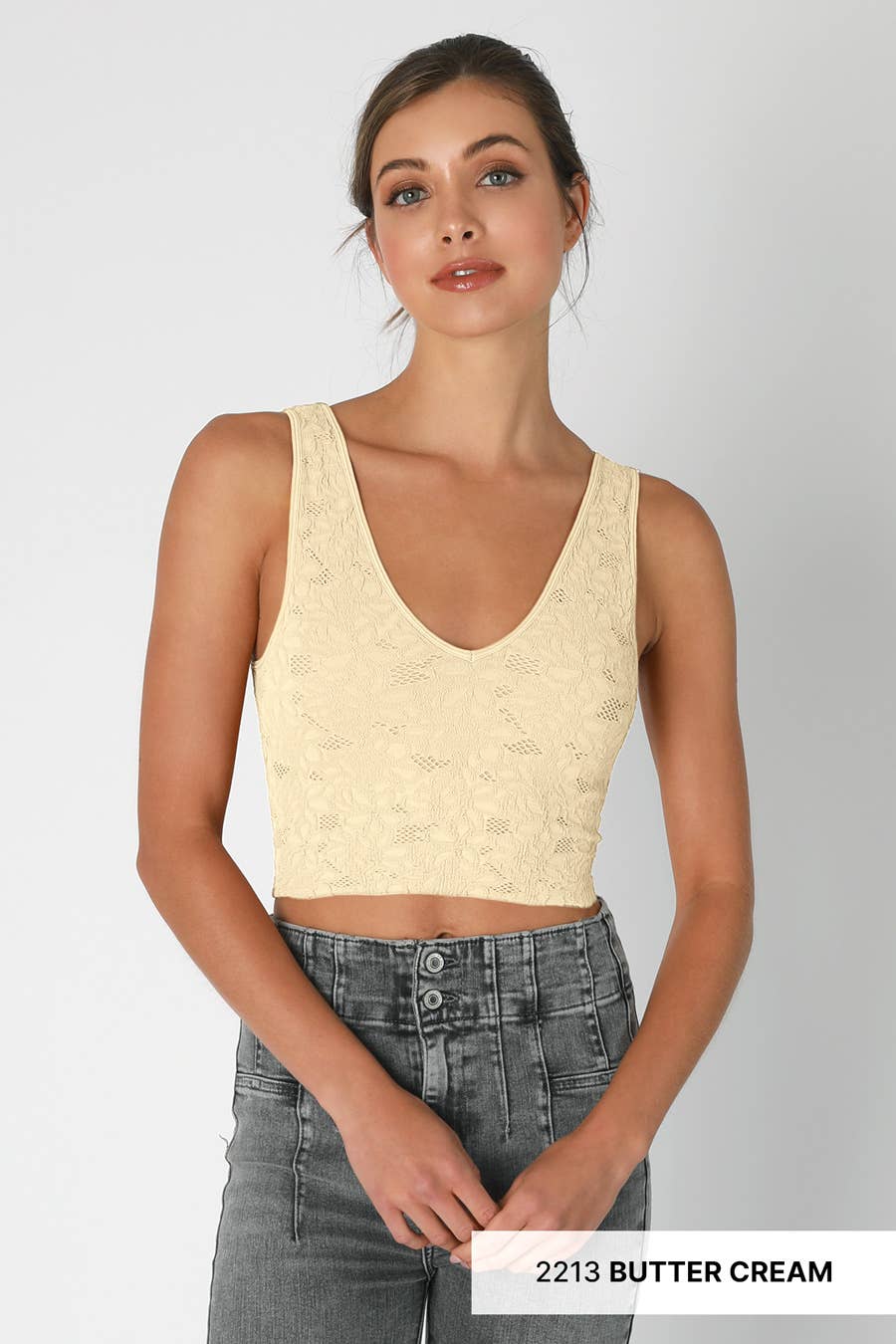 NS8309 -  Lace V Neck Tank Top