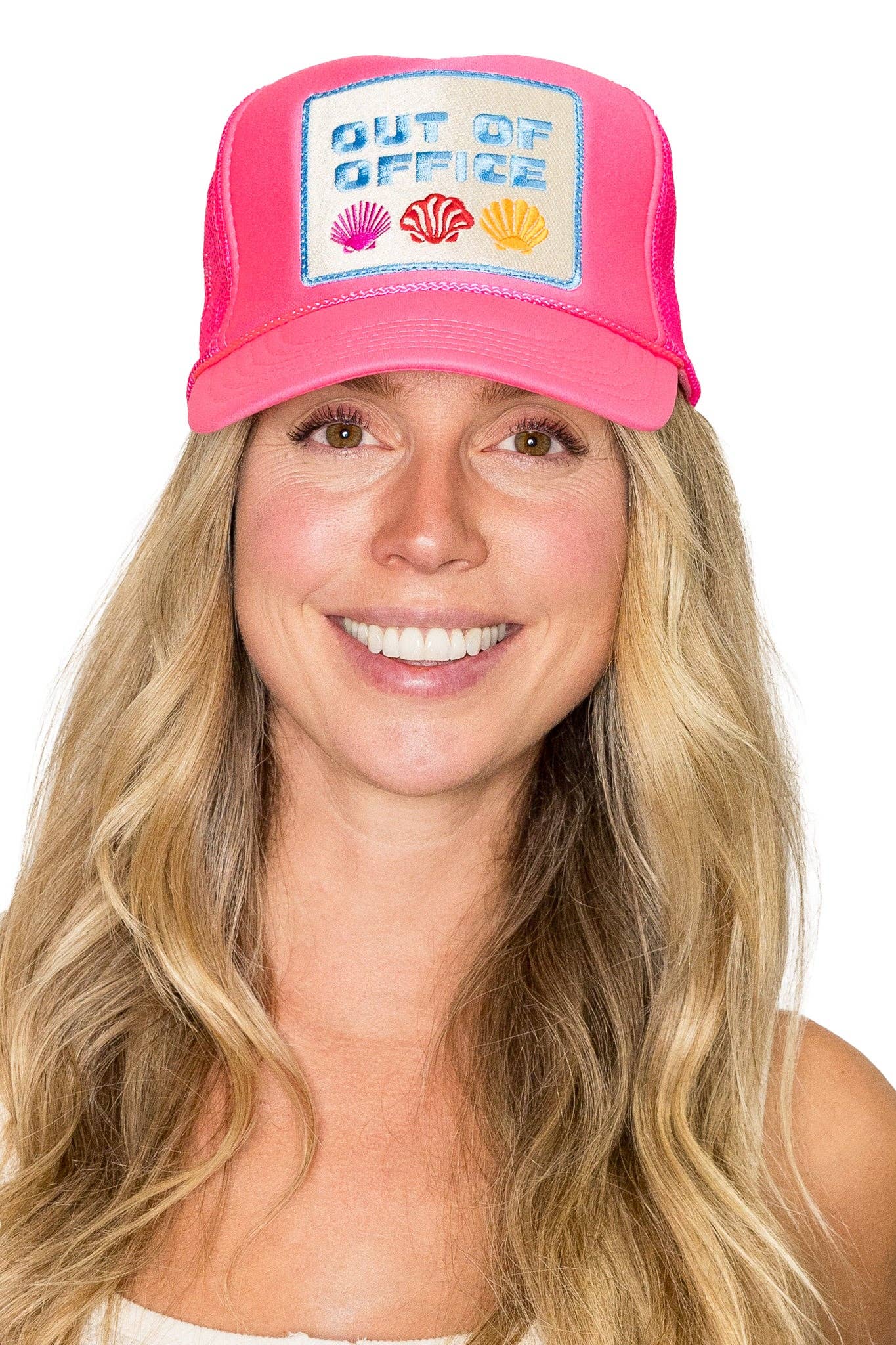 Out Of Office Trucker Hat in Pink