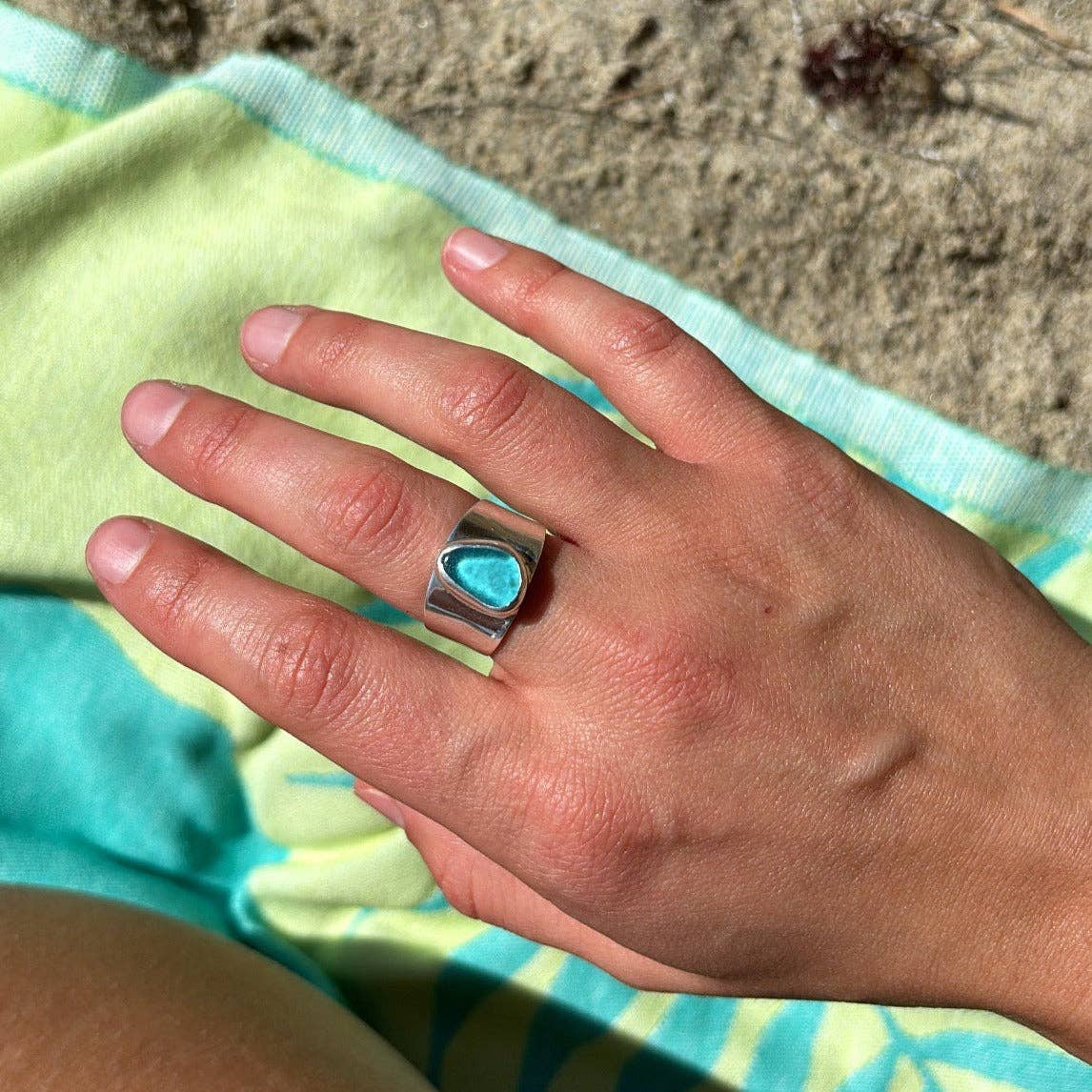 Blue Bold Sea Glass Band (Handmade)