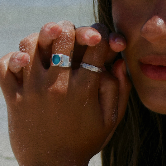 Blue Bold Sea Glass Band (Handmade)