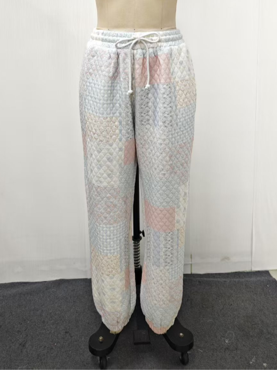 Shades Of Blue Quilted Pastel Joggers