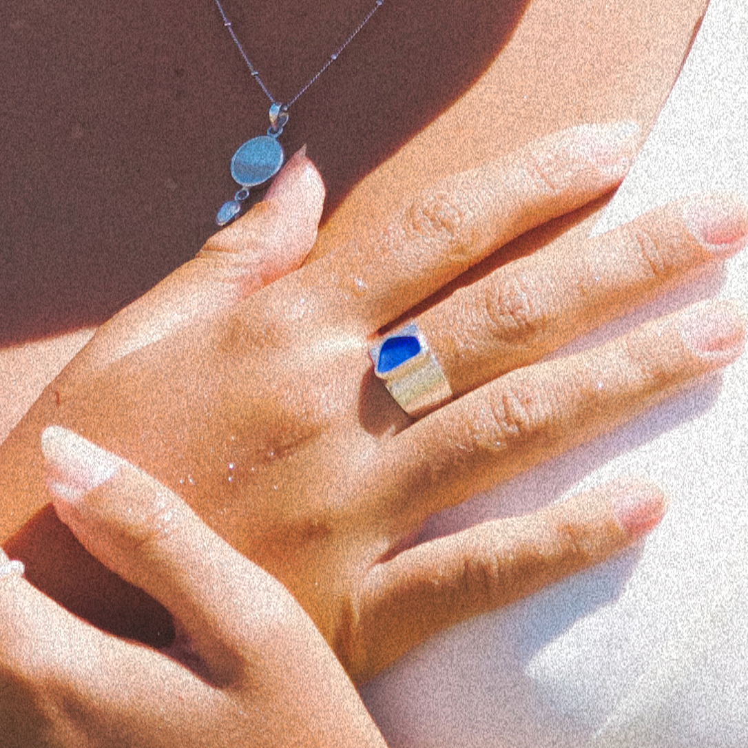 Blue Bold Sea Glass Band (Handmade)