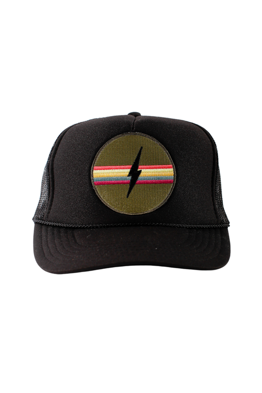 Electric Rainbow Trucker Hat in Black